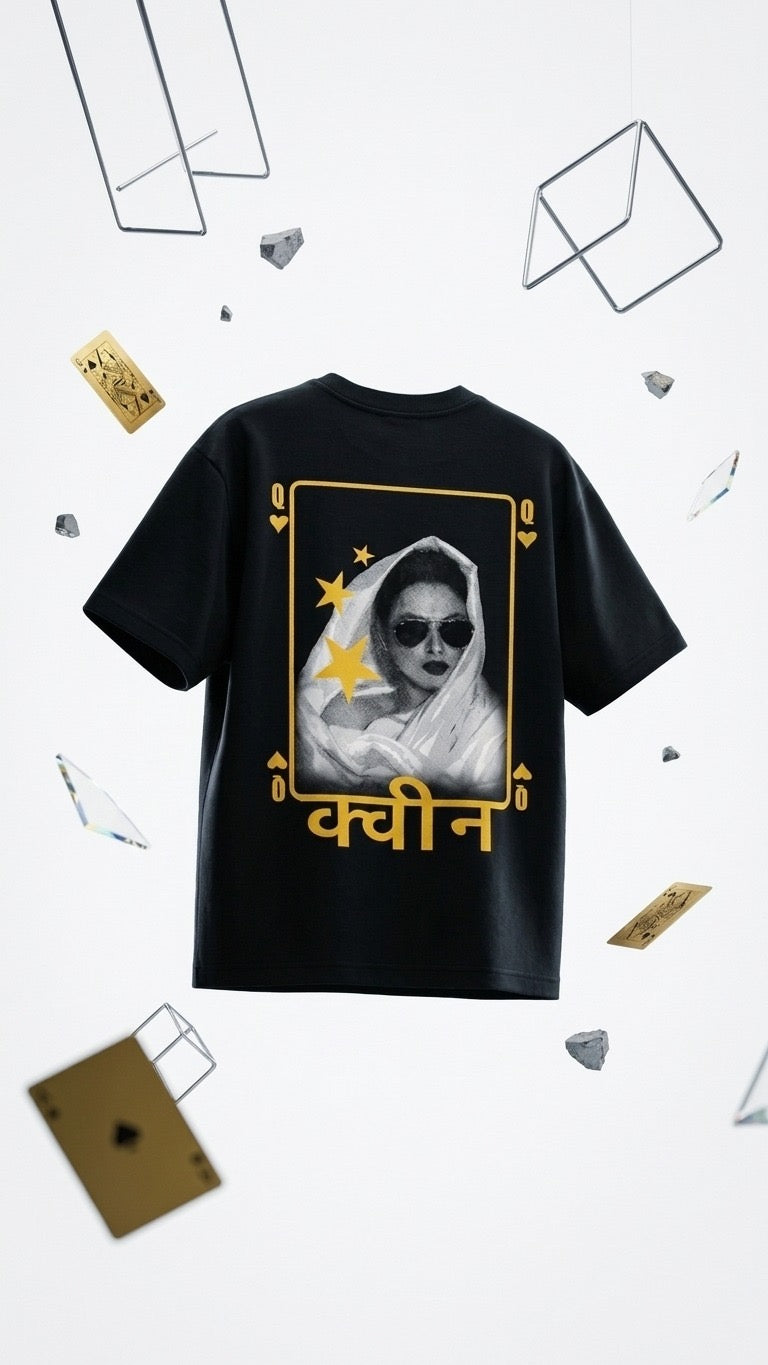 Retro Rekha Aesthetic Oversized T-Shirt ( Black color )